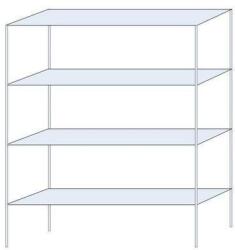 Schulte Design Andras fém polcállvány, alapkivitel, 250 x 200 x 50 cm, 1 600 kg, 4 polccal, horganyzott