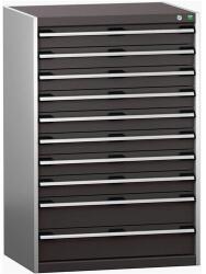 bott Műhely fiókos szekrény Bott Cubio 200, 120 x 80 x 65 cm, 10 fiókos, szürke-antracit