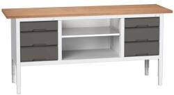 bott Verso műhelyasztal, állítható magasságú, 83-93 x 200 x 60 cm, multiplex, 6 fiók, 1 polc, szürke-antracit