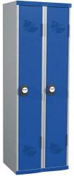 Acial hegesztett öltözőszekrény, 2 rekeszes, 300 mm, számkódos zárral, szürke/kék