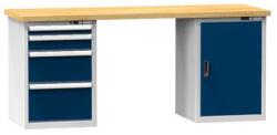 POLAK Műhelyasztal KOMBI MB4725, 2500 x 700 x 880 mm, BÜKK, szürke-sötétkék
