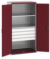 bott Műhely szekrény fiókokkal Bott Cubio, 200 x 105 x 65 cm, 2 polc, 4 fiók, szürke-piros