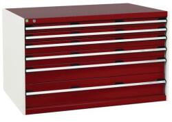 bott Műhely fiókos szekrény Bott Cubio, 80 x 130 x 75 cm, 6 fiókos, szürke-piros