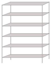 Schulte Design Hathor fém polcállvány, alapkivitel, 200 x 130 x 30 cm, 1 400 kg, 6 polc, világosszürke