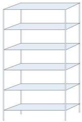 Schulte Design Ogmios fém polcállvány, alapkivitel, 250 x 130 x 40 cm, 1700 kg, 6 polc, 250 kg/polc, horganyzott