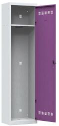 Vinco hegesztett öltözőszekrény, 1 rekeszes, 500 mm, hengerzárral, szürke/lila