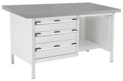 bott Műhelyasztal Bott Cubio Tároló, 84 x 150 x 75 cm, 3 fiók, polcok, linóleum, szürke-szürke