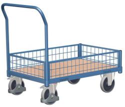 Cordes Platform kocsi fogantyúval és alacsony hálós oldalakkal, 400 kg-ig, 97, 5 x 97, 5 x 50 cm, kék
