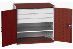 bott Műhely szekrény fiókokkal Bott Cubio, 100 x 105 x 65 cm, 1 polc, 3 fiók, szürke-piros