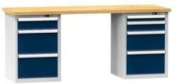 POLAK Műhelyasztal KOMBI NB4815, 1500 x 800 x 880 mm, BÜKK, szürke-sötétkék