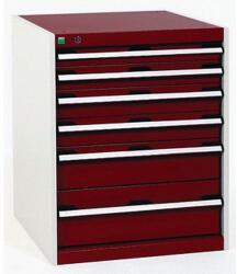 bott Műhely fiókos szekrény Bott Cubio, 80 x 65 x 75 cm, 6 fiókos, szürke-piros