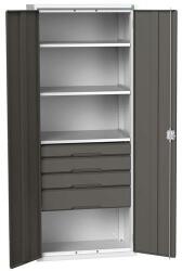 bott Műhelyszekrény fiókokkal Bott Verso, 200 x 80 x 55 cm, 3 polc, 4 fiók, szürke-antracit