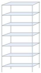 Schulte Design Ogmios fém polcállvány, alapkivitel, 300 x 130 x 40 cm, 2300 kg, 7 polc, 250 kg/polc, horganyzott