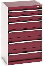 bott Műhely fiókos szekrény Bott Cubio, 100 x 65 x 52, 5 cm, 6 fiókos, szürke-piros