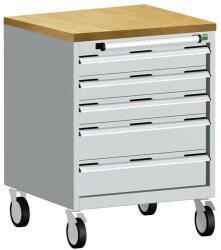 bott Cubio mobil fiókos szekrény, 89 x 65 x 65 cm, 5 fiókos, multiplex, szürke-szürke
