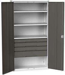 bott Műhelyszekrény fiókokkal Bott Verso, 200 x 105 x 55 cm, 3 polc, 4 fiók, szürke-antracit