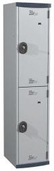 Acial hegesztett öltözőszekrény, 1 oszlopban 2 rekesszel, 400 mm, hengerzárral, szürke/szürke