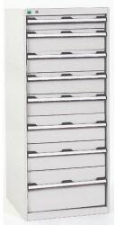 bott Műhely fiókos szekrény Bott Cubio, 160 x 65 x 75 cm, 9 fiókos, szürke-szürke