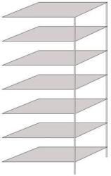 Schulte Design Hathor fém polcállvány, kétoldalú, hozzáépíthető, 230 x 100 x 60 cm, 1 100 kg, 7 polc, világosszürke