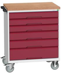 bott Verso mobil íróasztal fiókokkal, 98 x 80 x 60 cm, 6 fiókos, matt, szürke-piros