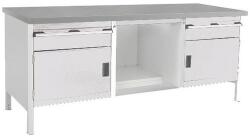 bott Műhelyasztal Bott Cubio Tároló, 84 x 200 x 75 cm, 2 szekrény, 2 fiók, polcok, linóleum, szürke-szürke