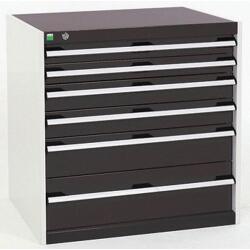 bott Műhely fiókos szekrény Bott Cubio, 80 x 80 x 75 cm, 6 fiókos, szürke-antracit - manutan - 850 849 Ft