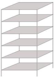 Schulte Design Hathor fém polcállvány, kétoldalú, alapkivitel, 200 x 100 x 60 cm, 1 400 kg, 6 polc, világosszürke