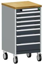 bott Cubio mobil fiókos szekrény, 99 x 52, 5 x 52, 5 cm, 7 fiókos, multiplex, szürke-antracit