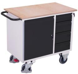 Cordes Műhelykocsi szekrénnyel és 4 fiókkal, 111 x 60 x 96 cm, szürke