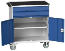 bott Verso mobil íróasztal fiókokkal, 96, 5 x 80 x 55 cm, 2 fiók, szekrény, matrac, szürke-kék