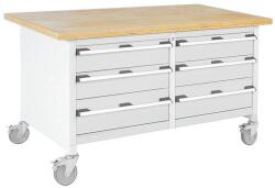 bott Mobil műhelyasztal Bott Cubio Storage, 84 x 150 x 75 cm, 6 fiókos, multiplex, szürke-szürke