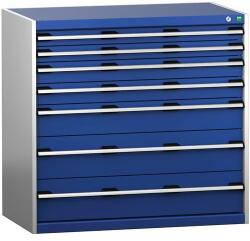 bott Műhely fiókos szekrény Bott Cubio 200, 100 x 105 x 65 cm, 7 fiókos, szürke-kék