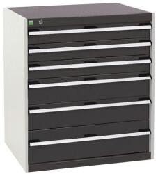 bott Műhely fiókos szekrény Bott Cubio, 90 x 80 x 52, 5 cm, 6 fiókos, szürke-antracit