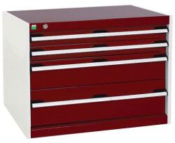 bott Műhely fiókos szekrény Bott Cubio, 60 x 80 x 65 cm, 4 fiókos, szürke-piros