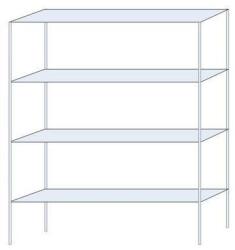 Schulte Design Andras fém polcállvány, alapkivitel, 250 x 200 x 40 cm, 1 600 kg, 4 polccal, horganyzott