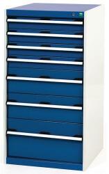 bott Műhely fiókos szekrény Bott Cubio, 120 x 65 x 65 cm, 7 fiókos, szürke-kék
