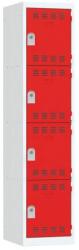 Vinco hegesztett öltözőszekrény, 1 oszlopban 4 rekesszel, 400 mm, hengerzárral, szürke/piros