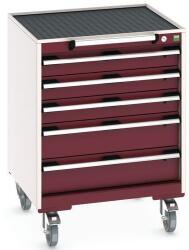 bott Cubio mobil fiókos szekrény, 88, 5 x 65 x 65 cm, 5 fiókos, matt, szürke-piros