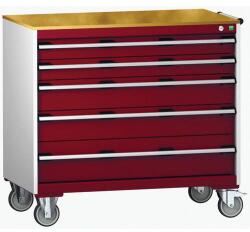 bott Cubio mobil fiókos szekrény, 99 x 105 x 65 cm, 5 fiókos, multiplex, szürke-piros