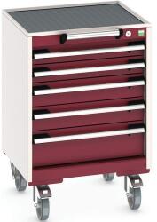 bott Cubio mobil fiókos szekrény, 78, 5 x 52, 5 x 52, 5 cm, 5 fiókos, matt, szürke-piros