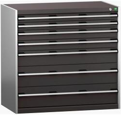 bott Műhely fiókos szekrény Bott Cubio 200, 100 x 105 x 65 cm, 7 fiókos, szürke-antracit