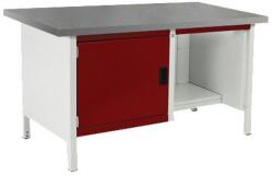 bott Műhelyasztal Bott Cubio Tároló, 84 x 150 x 75 cm, 1 szekrény, polcok, linóleum, szürke-piros