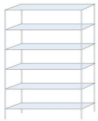 Schulte Design Hathor fém polcállvány, alapkivitel, 200 x 130 x 30 cm, 1 400 kg, 6 polc, horganyzott