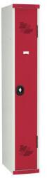 Acial szerelt öltözőszekrény, 1 rekeszes, 300 mm, forgóretesszel, szürke/piros