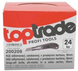 TopTrade vágókés tördelhető pengével, teljesen fém, értékesítői kartonban, 18 mm, 24 db-os kiszerelés
