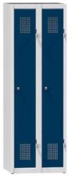 Polak Fém szekrény, 2 ajtós, lábazaton, 800 x 500 x 1500 mm, szürke-sötétkék