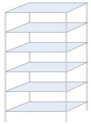 Schulte Design Ogmios fém polcállvány, alapkivitel, 250 x 130 x 60 cm, 1700 kg, 6 polc, 250 kg/polc, horganyzott