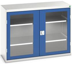 bott Műhelyszekrény átlátszó ajtókkal Bott Verso, 100 x 130 x 55 cm, 2 polccal, szürke-kék