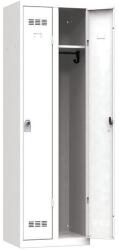 Vinco hegesztett öltözőszekrény, 2 rekeszes, 300 mm, forgóretesszel, fehér/fehér
