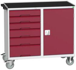 bott Karbantartó fiókos kocsi Bott Verso, 96, 5 x 105 x 55 cm, 6 fiókos, szekrény, matrac, szürke-piros